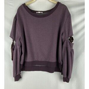 Don’t Ask Why Top Womens OS Purple Cropped Top Loose Peasant‎ Fairy Romantic